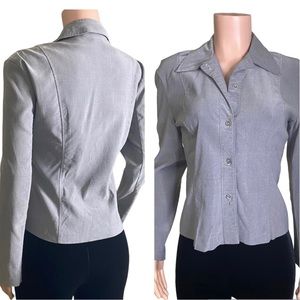 Rampage Button down Dress Top with Wing Collar Gray in Color